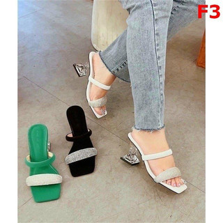 Mã MSF3 Guốc nữ quai đá gót pha lê cao 5p cao cấp sang chảnh êm chân