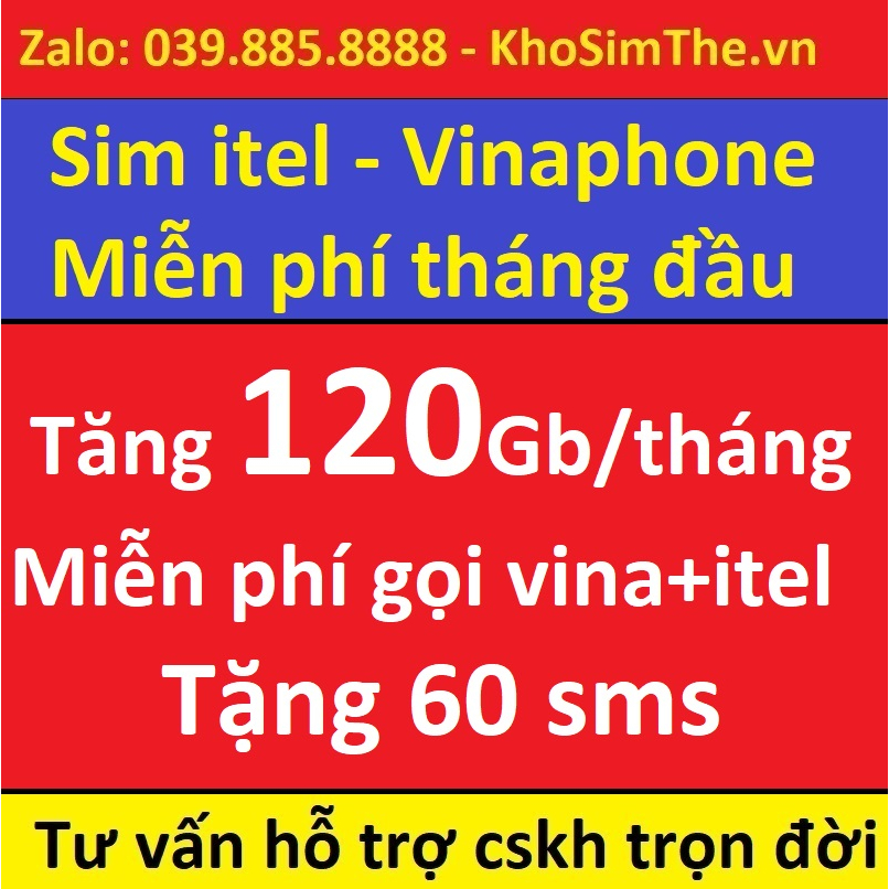 Sim itel, Miễn phí tháng đầu,Tặng 3Gb/ngày miễn phí cuộc gọi, SMS, data... thuận tiện nhận sms, otp