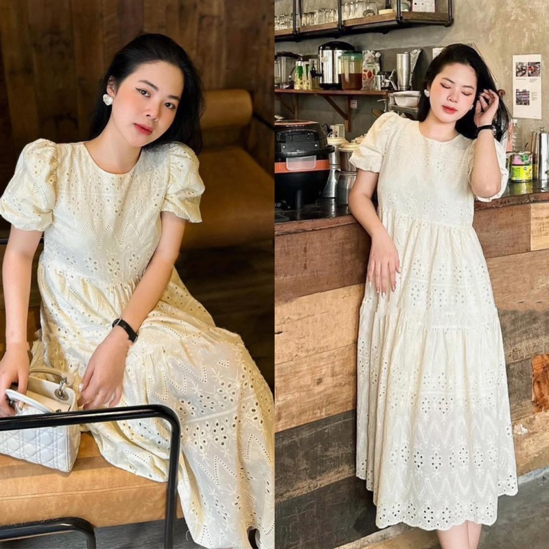 Váy Peony Babydoll Trắng Ren Hoa Tiểu Thư ( hoa mới ) | BigBuy360 - bigbuy360.vn