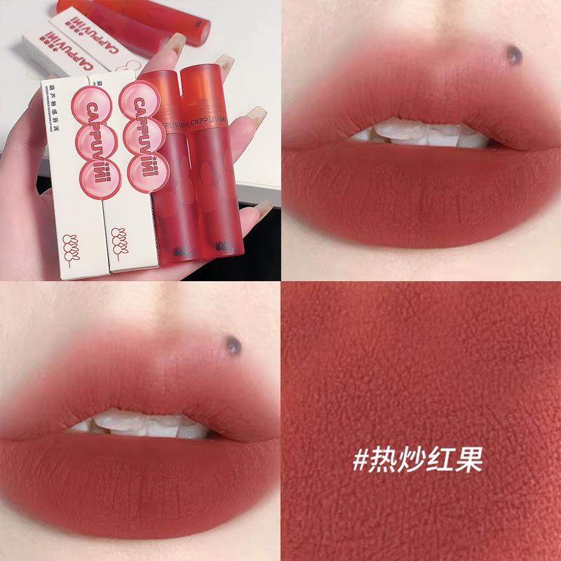 Son kem lì thỏ đỏ CAPPUVINI mềm mịn môi Gourd Powder Sensation Lip Mud cao cấp