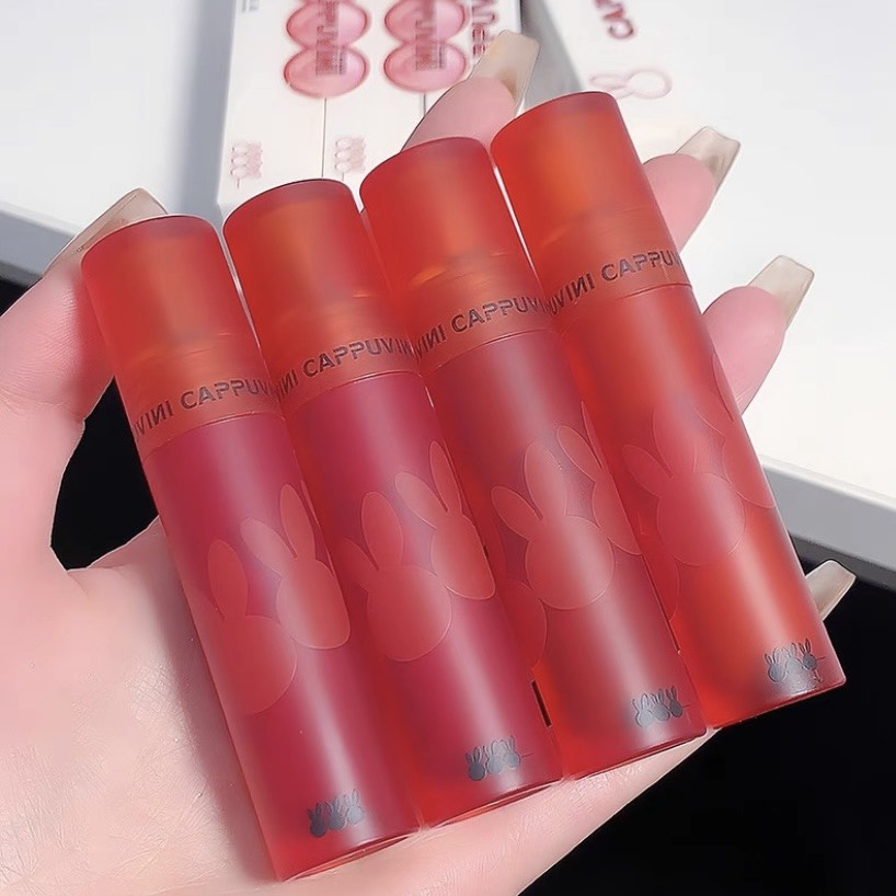 Son kem lì thỏ đỏ CAPPUVINI mềm mịn môi Gourd Powder Sensation Lip Mud cao cấp