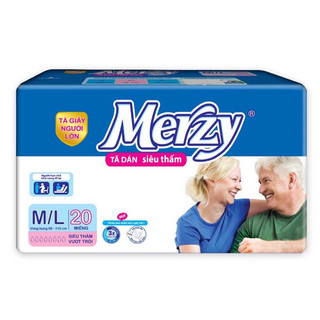 Tã bỉm dán người lớn merzy siêu thấm size m/l 20 miếng dành cho người hạn chế khả năng đi lại