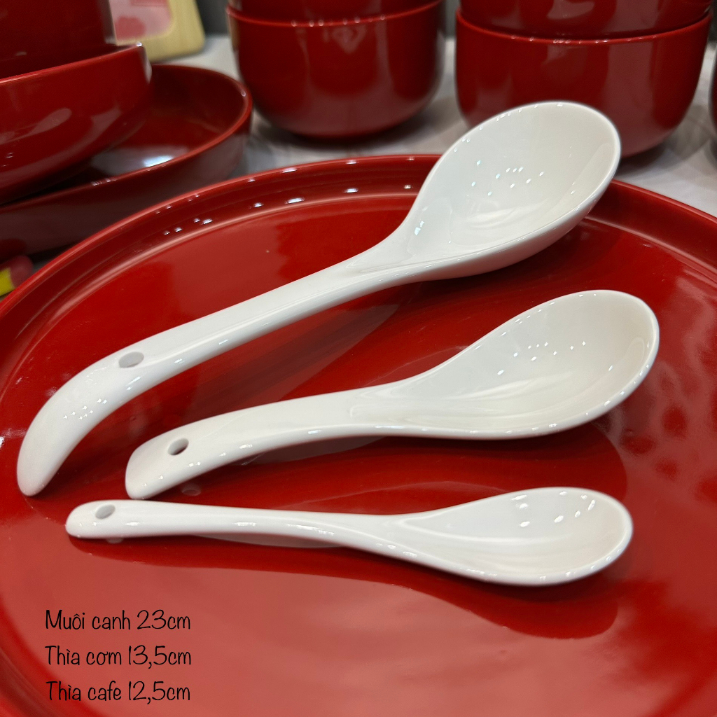 Thìa sứ Thìa cà phê Thìa cơm Muôi canh trắng
