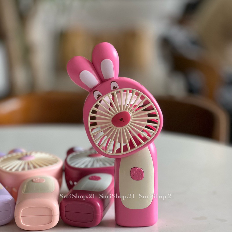 Quạt mini tích điện màu hồng cầm tay siêu đáng yêu
