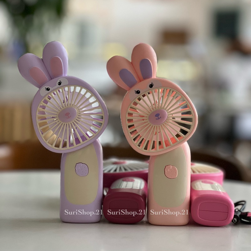Quạt mini tích điện màu hồng cầm tay siêu đáng yêu