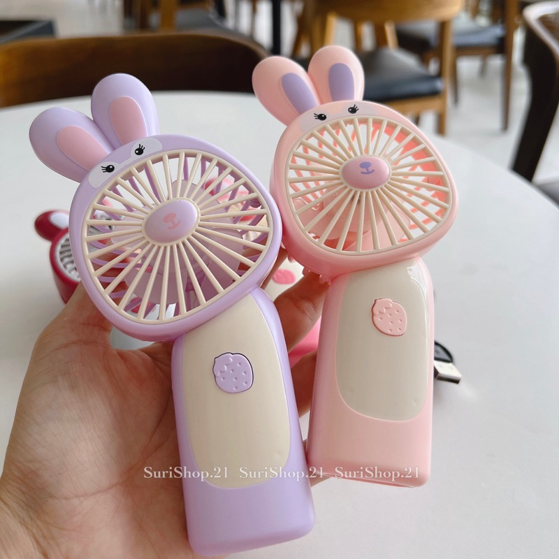 Quạt mini tích điện màu hồng cầm tay siêu đáng yêu