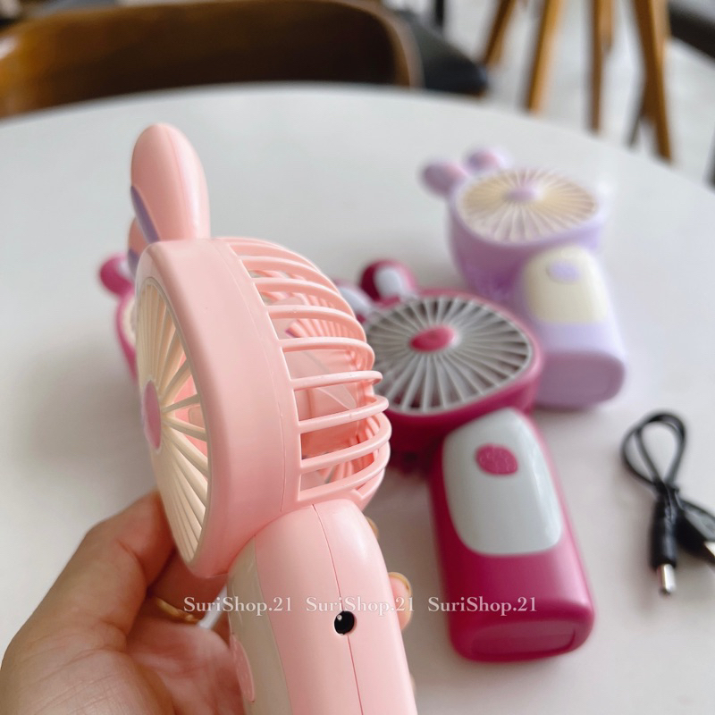 Quạt mini tích điện màu hồng cầm tay siêu đáng yêu