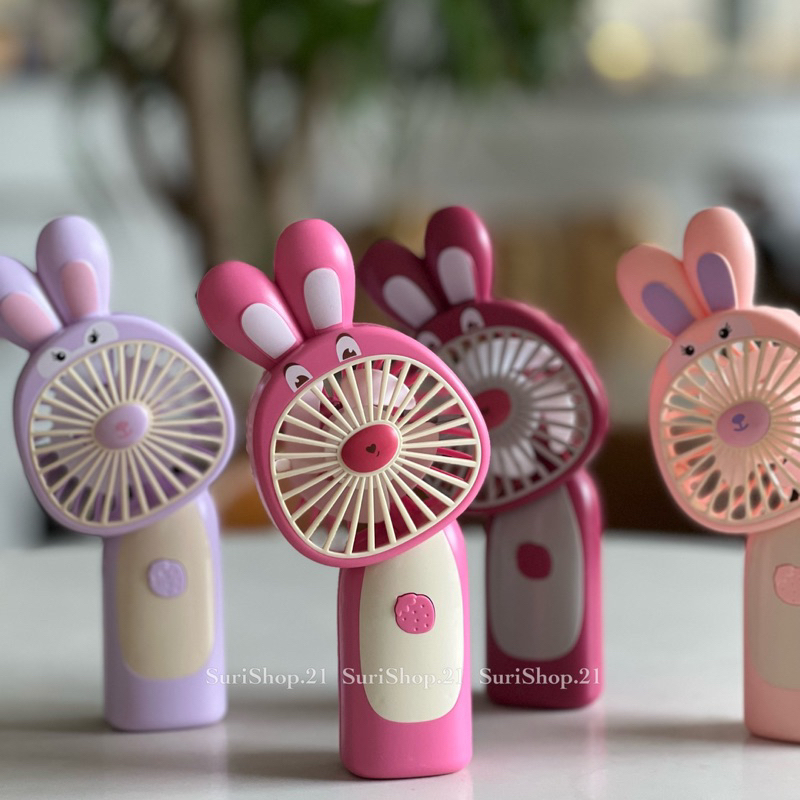 Quạt mini tích điện màu hồng cầm tay siêu đáng yêu