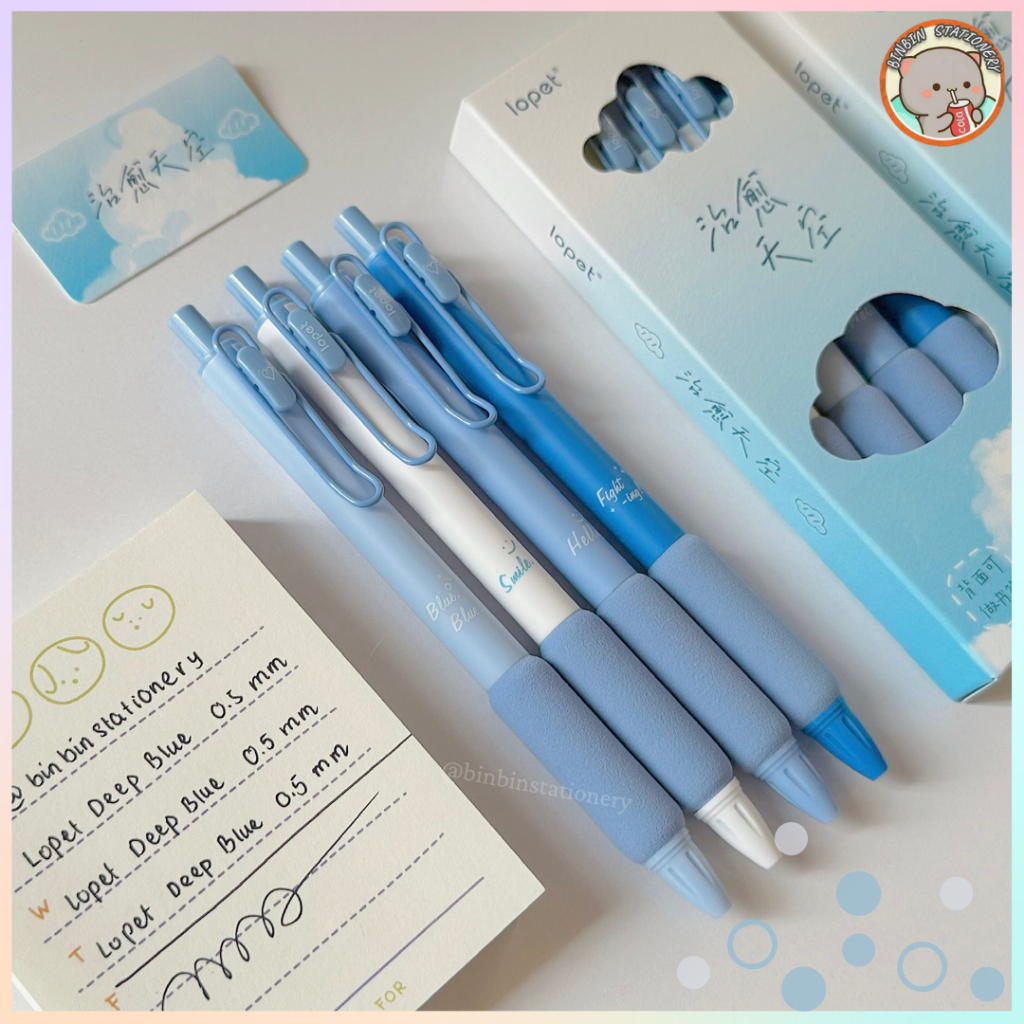 Bút gel LOPET Deep Blue đệm tay bông siêu êm, mực đen, ngòi kim 0.5 mm LT - 1289