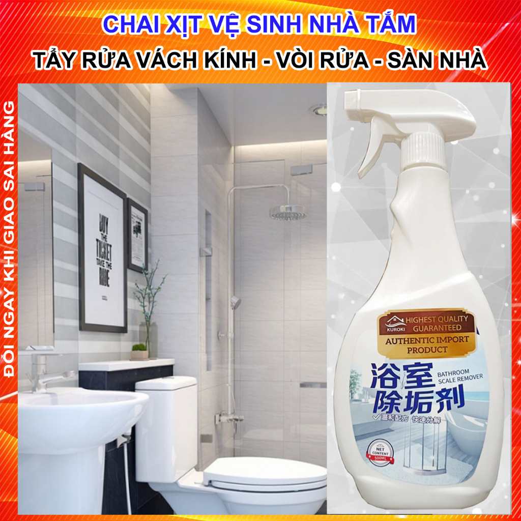 Tẩy Cặn Canxi Vách Kính - Vệ Sinh Nhà Tắm - Chai Xịt Làm Sạch Vòi Rửa, Gương - Tẩy Trắng Bồn Rửa, Gạch Men