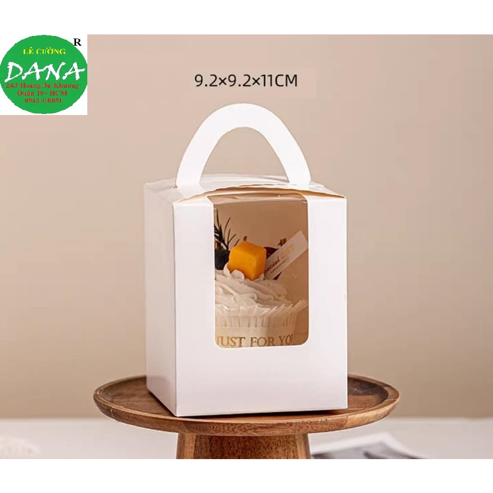 Hộp đựng bánh Cupcake 1 ô có quai xách