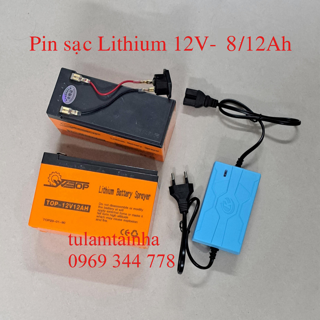 Pin sạc Lithium 12V - 12Ah và phụ kiện