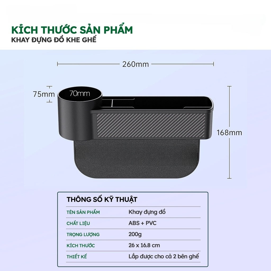 Khay đựng đồ khe ghế cao cấp - đa năng xe hơi