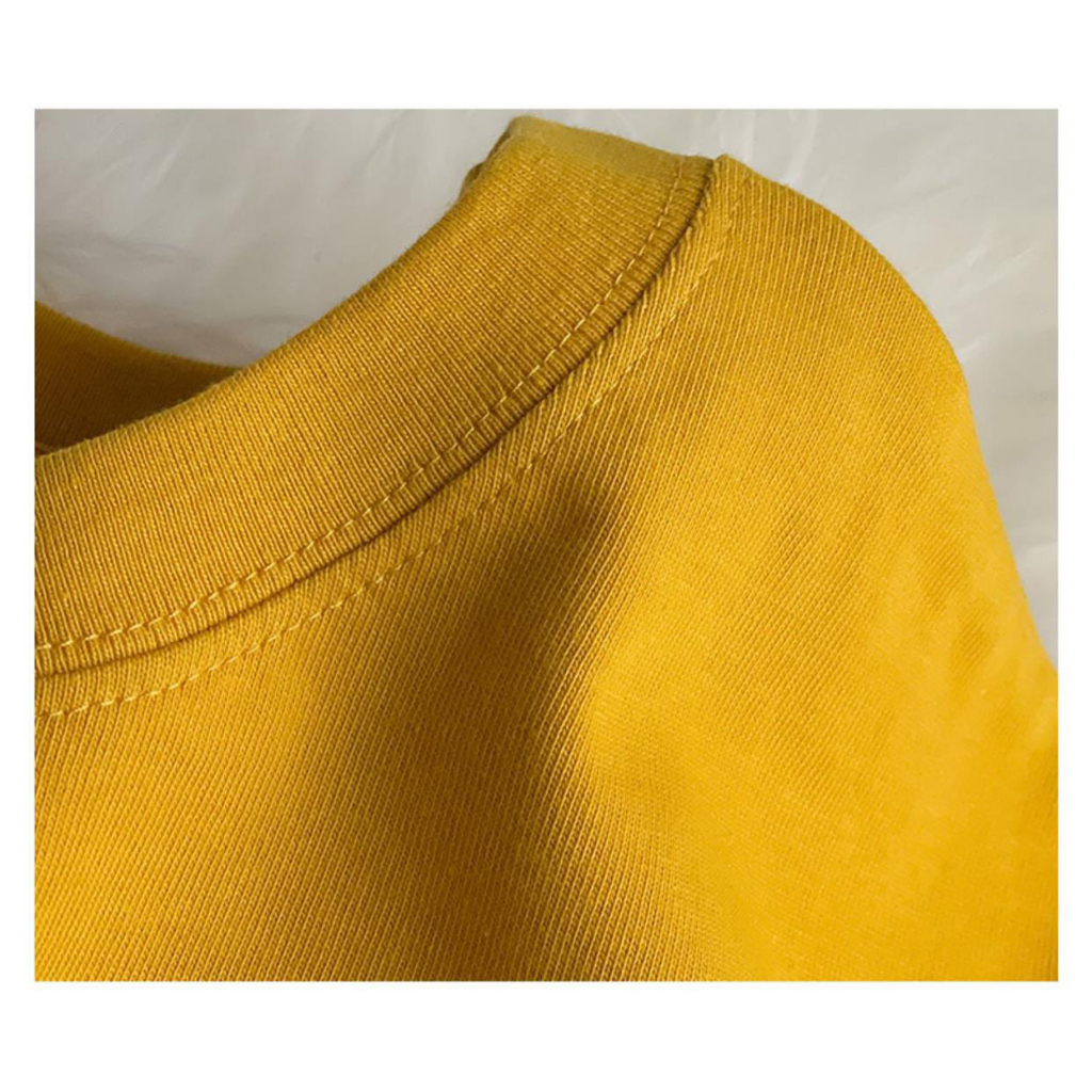 Áo phông áo thun unisex nam nữ màu vàng nhạt100% cotton mềm mịn mùa hè siêu mát đủ size đủ màu đến 3XL