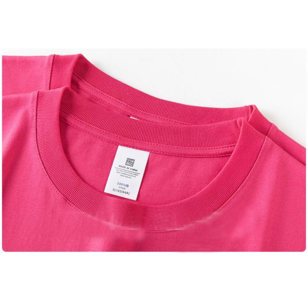 Áo phông áo thun unisex nam nữ màu hồng 100% cotton mềm mịn mùa hè siêu mát đủ size đủ màu đến 3XL