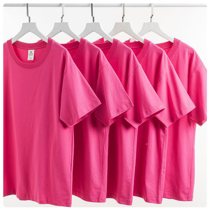 Áo phông áo thun unisex nam nữ màu hồng 100% cotton mềm mịn mùa hè siêu mát đủ size đủ màu đến 3XL
