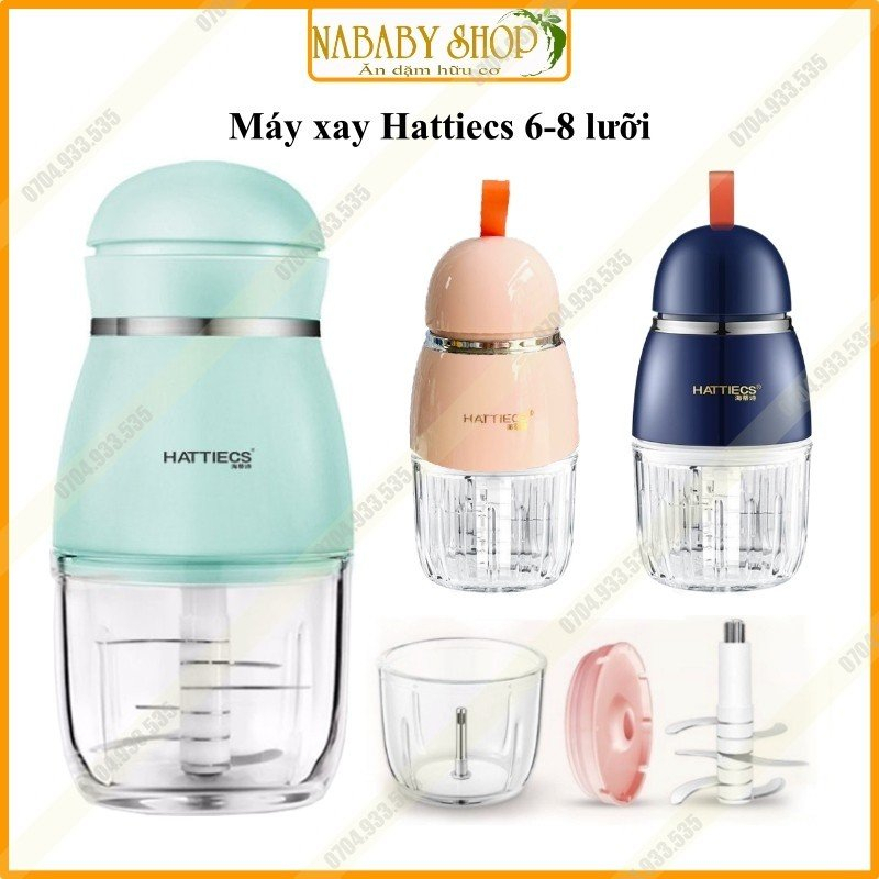 Máy Xay Ăn Dặm Xay Thịt Đa Năng Hattiecs Cối Thuỷ Tinh dao 6 lưỡi phụ kiện