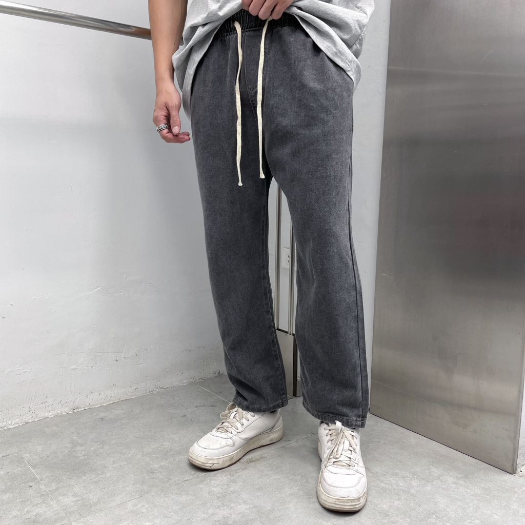 Quần Jean Nam DN, quần bò jogger dáng suông vải co giãn cạp chun trơn streetstyle Hàn Quốc - GATE6 - 4956