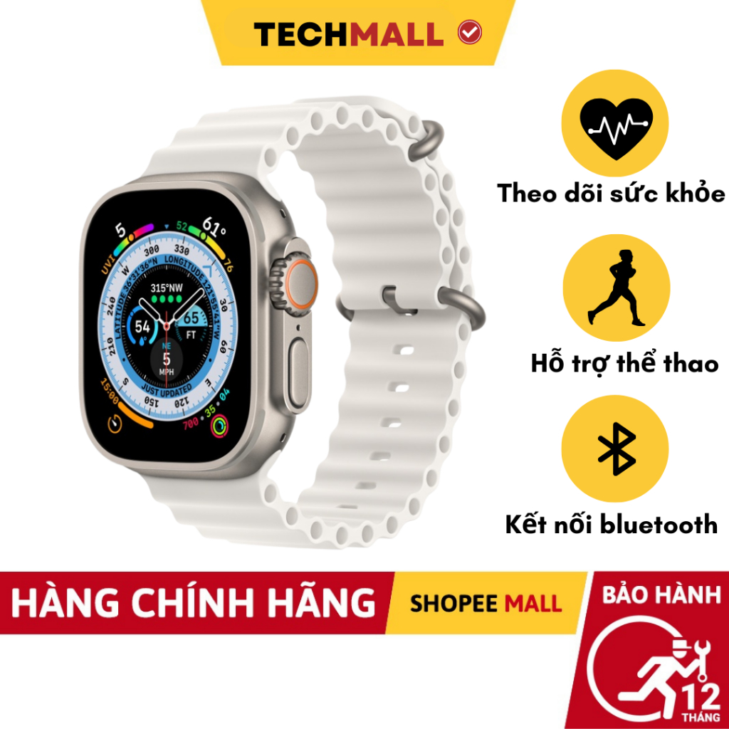 Đồng Hồ Thông Minh Ultra Bản 5.2 Kết Nối Bluetooth Hỗ Trợ Theo Dõi Sức Khỏe, Nghe Gọi, Nhận Thông Báo- TECHMALL