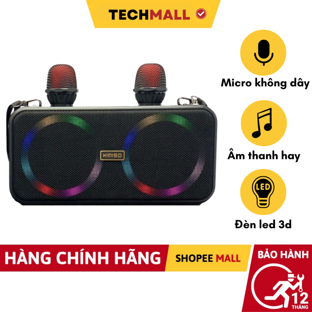 Loa Karaoke Bluetooth KMS-186 Kèm 2 Micro Không Dây, Âm Thanh Siêu Hay, Thiết Kế Sang Trọng Nhỏ Gọn Tiện Lợi- TECHMALL