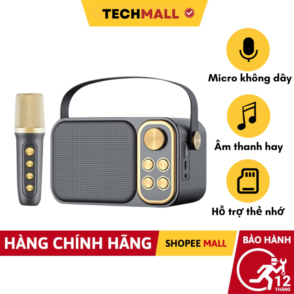Loa Karaoke Bluetooth YS-103 Kèm 1 Micro Không Dây, Âm Thanh Siêu Hay, Thiết Kế Sang Trọng Nhỏ Gọn Tiện Lợi- TECHMALL
