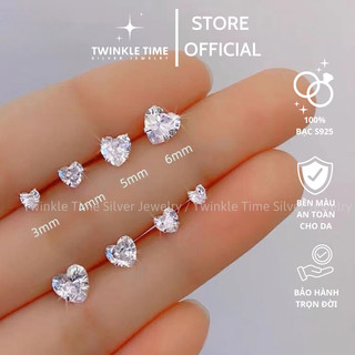 Khuyên tai bạc nữ nụ đá tim xinh xắn cao cấp Twinkle Time phong cách Hàn Quốc TT014 (1 chiếc)