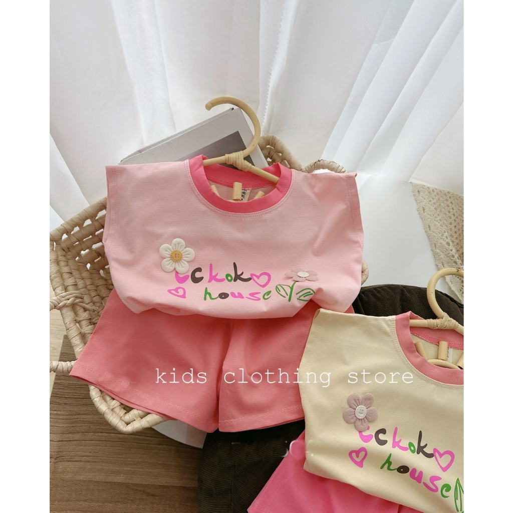 Bộ quần áo bé gái sát nách 8kg đến 18kg không dây cột