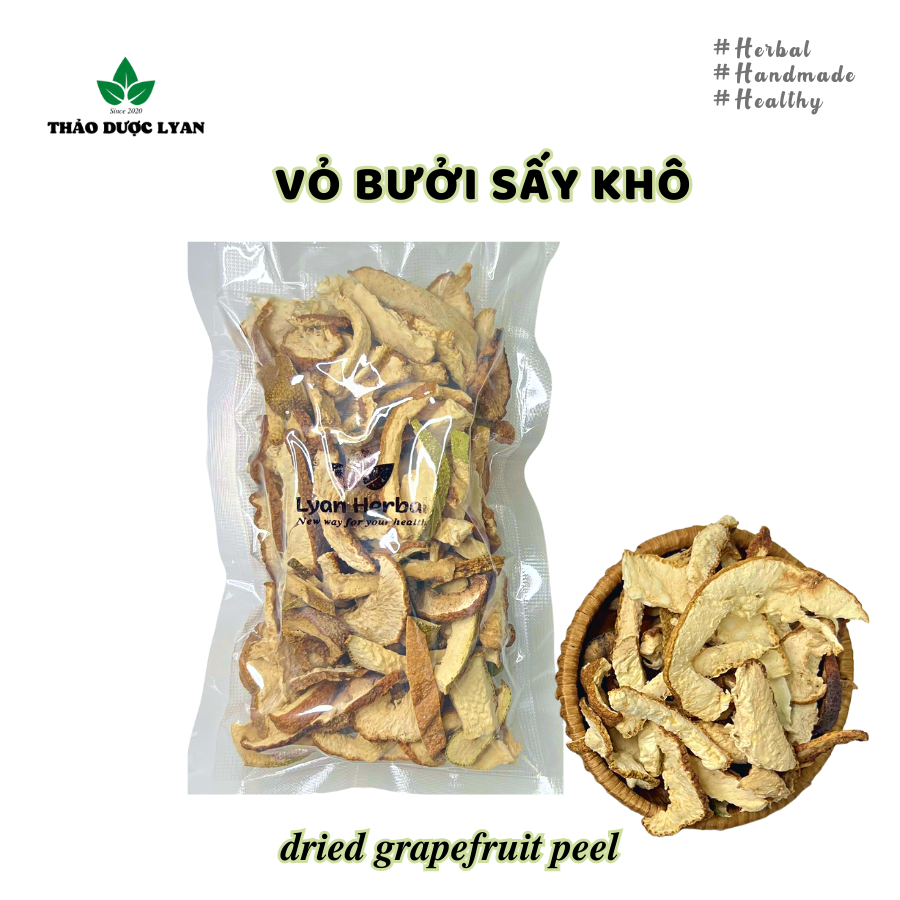 Vỏ bưởi sấy khô thảo dược làm nguyên liệu xông hơi, xông mặt, dưỡng tóc gói hút chân không nhiều size lựa chọn