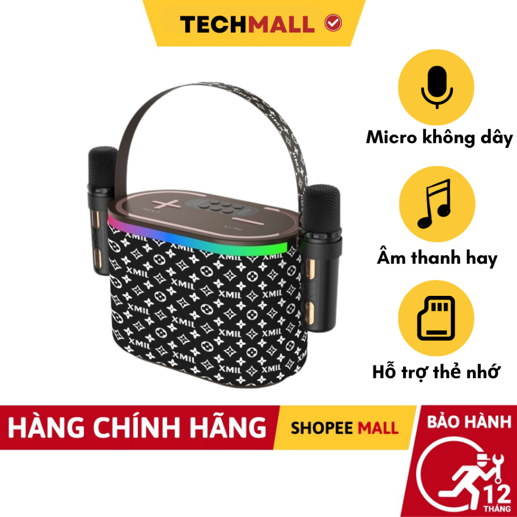 Loa Karaoke Bluetooth A95 Kèm 2 Micro Không Dây, Âm Thanh Siêu Hay, Thiết Kế Sang Trọng Nhỏ Gọn Tiện Lợi- TECHMALL