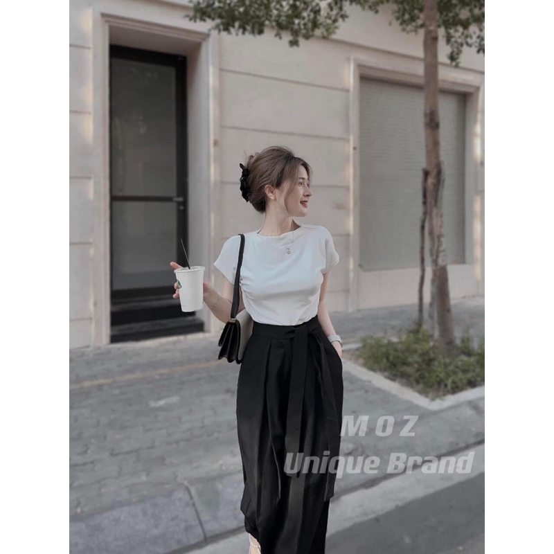 Set áo body mix quần xuông thắt nơ eo 2 màu 23'September Clothes