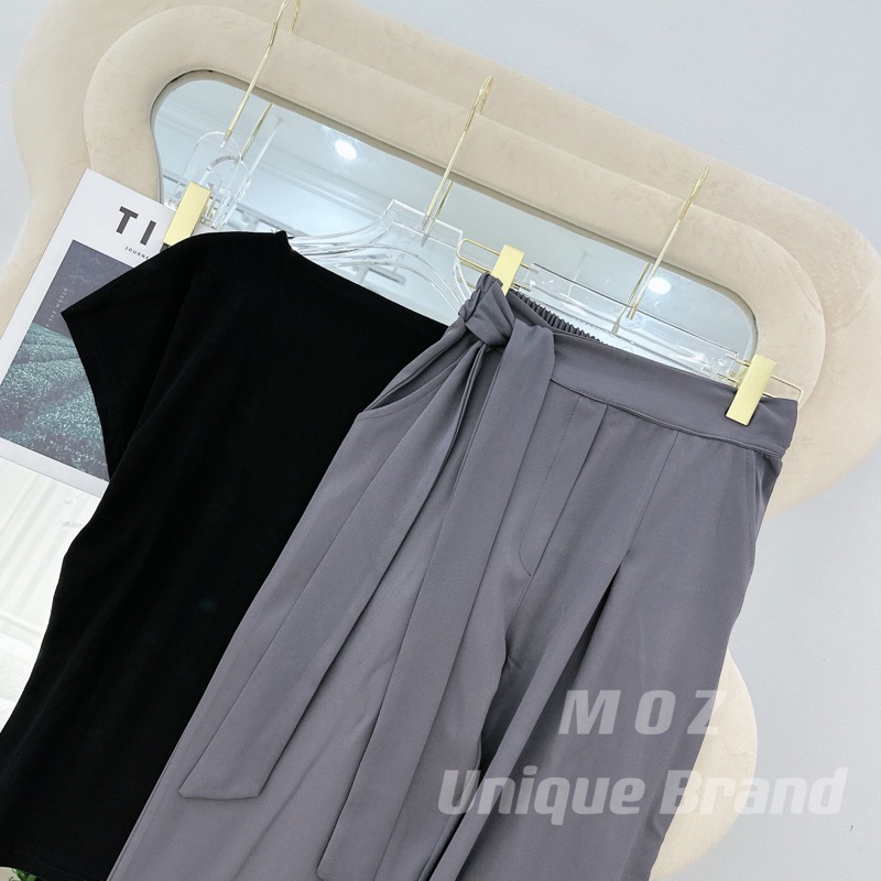Set áo body mix quần xuông thắt nơ eo 2 màu 23'September Clothes