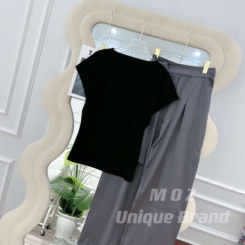 Set áo body mix quần xuông thắt nơ eo 2 màu 23'September Clothes