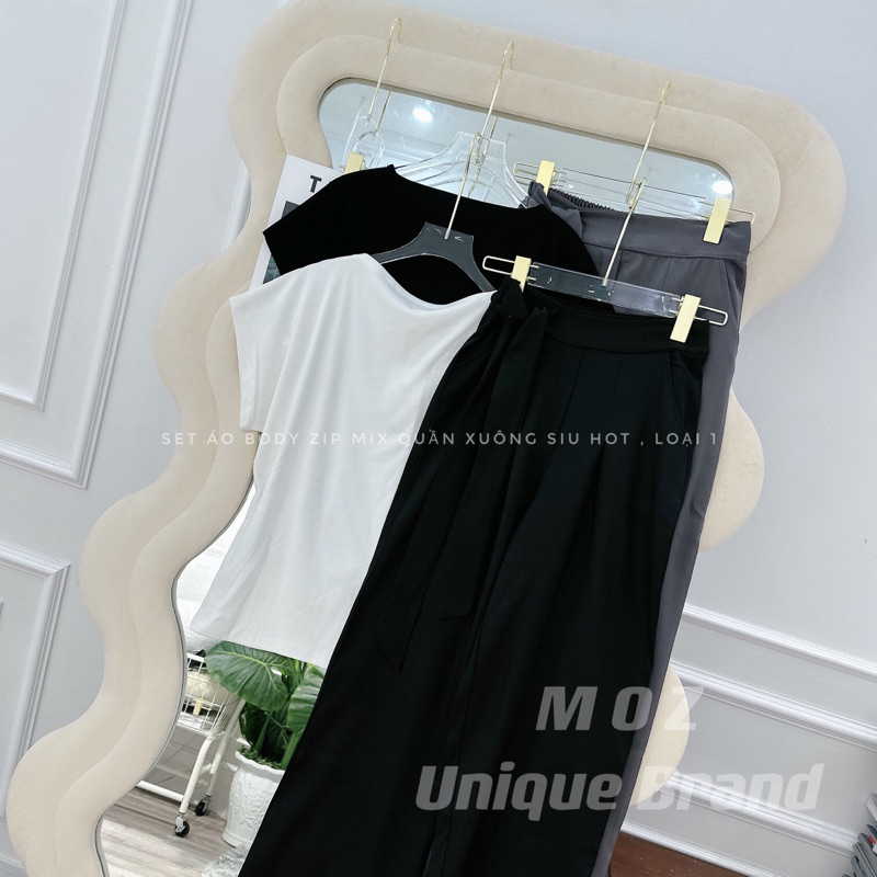 Set áo body mix quần xuông thắt nơ eo 2 màu 23'September Clothes