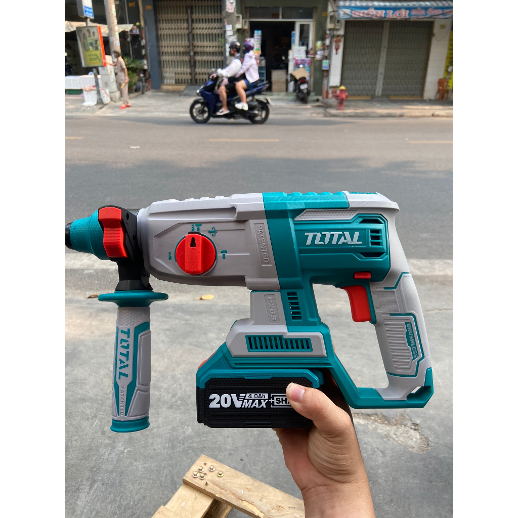 TOSLI2301510 Combo 3 máy Khoan Bê Tông - Chuyên Vít - Máy Mài Kèm 2 Pin 4Ah 1 Sạc Và Phụ Kiện TOTAL