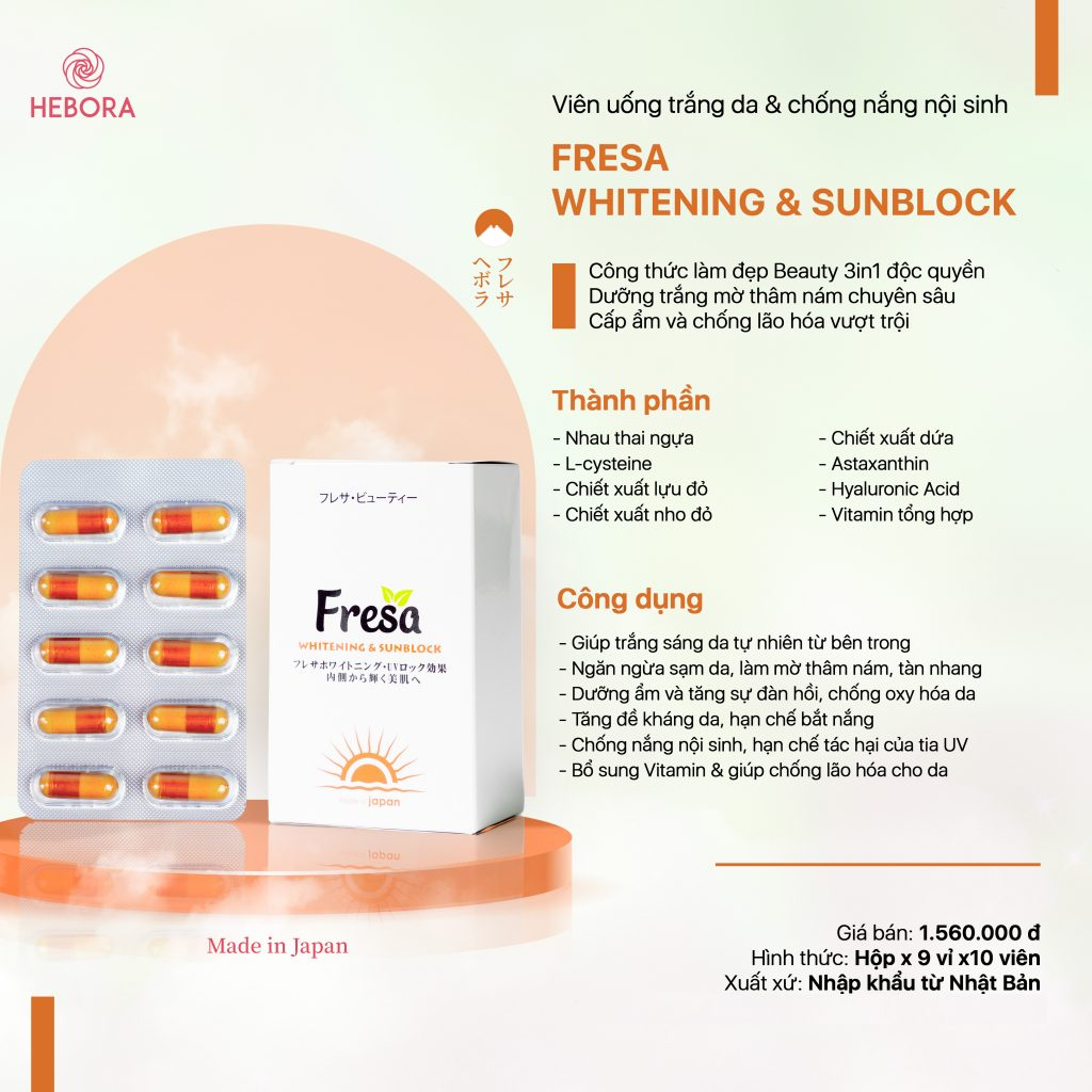 VIÊN UỐNG FRESA TRẮNG DA, CHỐNG TIA UV NHẬT BẢN