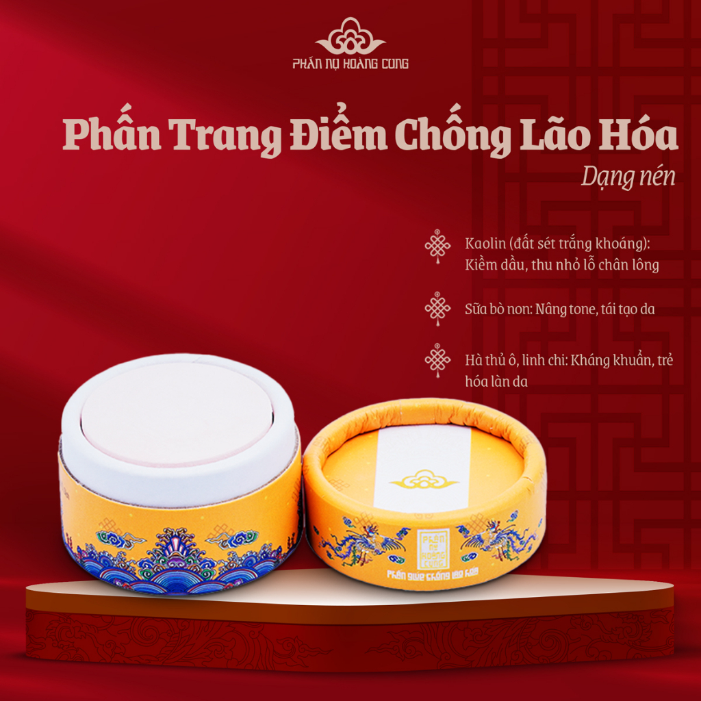 Phấn Trang Điểm Chống Lão Hóa Phấn Nụ Hoàng Cung Tự Nhiên Lì Mịn Kiềm Dầu Dạng Nén 25g