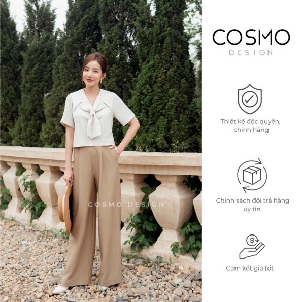 Áo suông thiết kế COSMO Design thắt cà vạt cổ 2 màu 11610