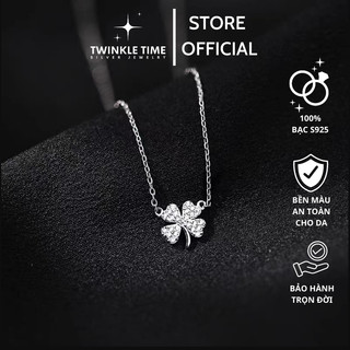 Dây chuyền nữ cỏ bốn lá may mắn chất liệu bạc S925 chính hãng cao cấp Twinkle Time lucky necklace TT007