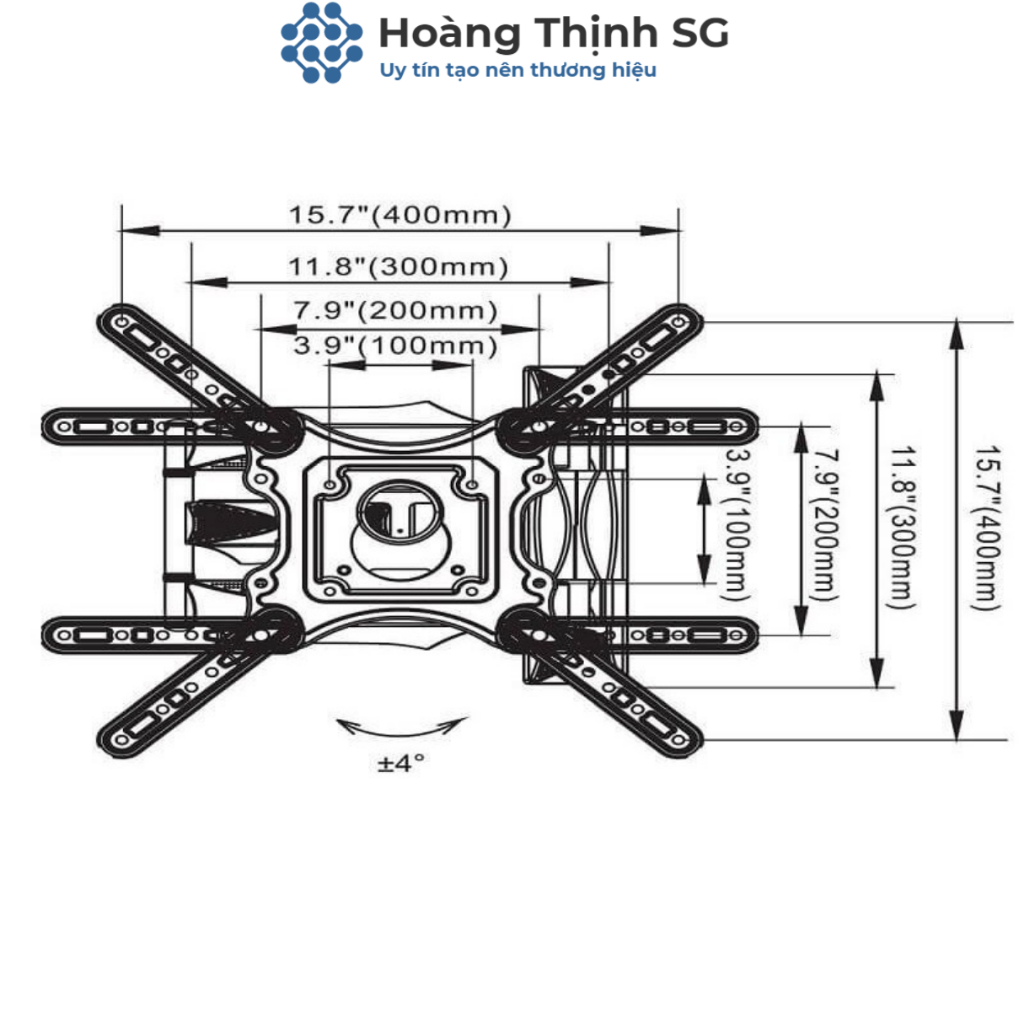 Giá treo tivi NB-P4, Khung treo tivi xoay đa năng North Bayou NB-P4 từ 32 đến 55 inch - Xoay mọi góc độ
