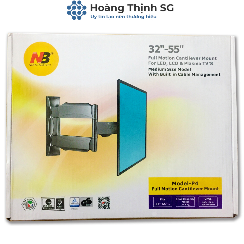 Giá treo tivi NB-P4, Khung treo tivi xoay đa năng North Bayou NB-P4 từ 32 đến 55 inch - Xoay mọi góc độ