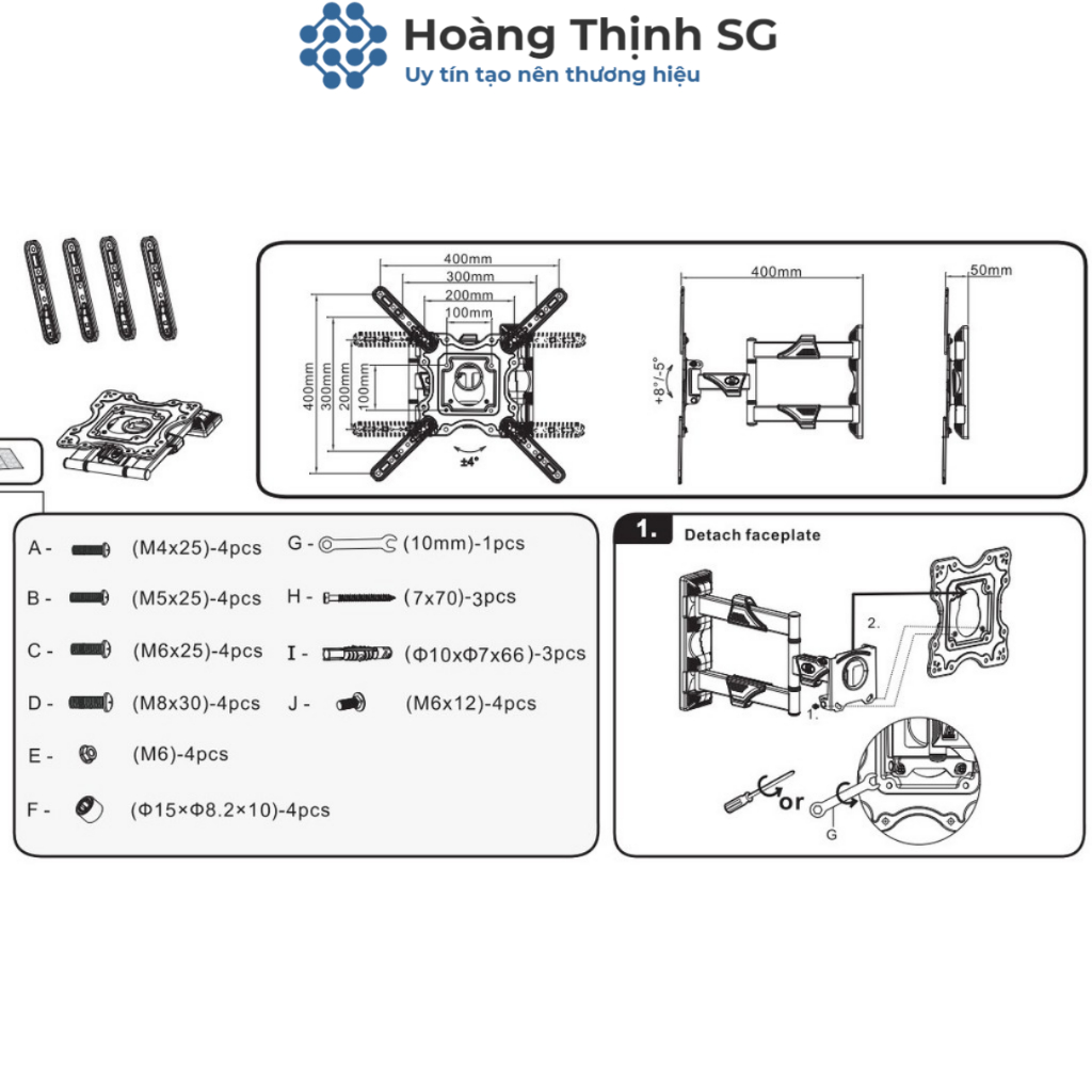 Giá treo tivi NB-P4, Khung treo tivi xoay đa năng North Bayou NB-P4 từ 32 đến 55 inch - Xoay mọi góc độ