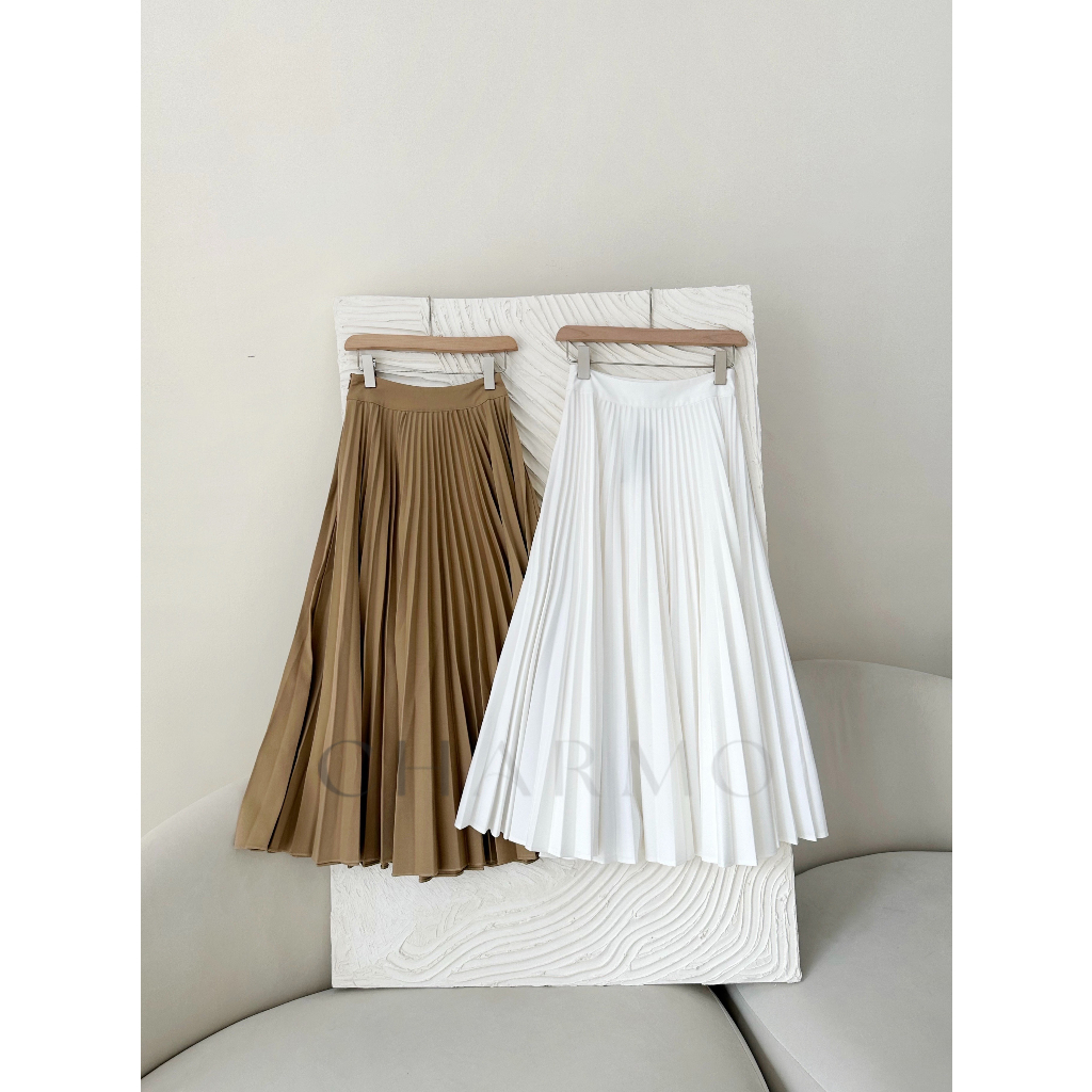 Chân váy xếp li CHARMO dáng dài bảng lưng và xếp li được cải tiến chất lụa mịn Pleated Wide Skirt