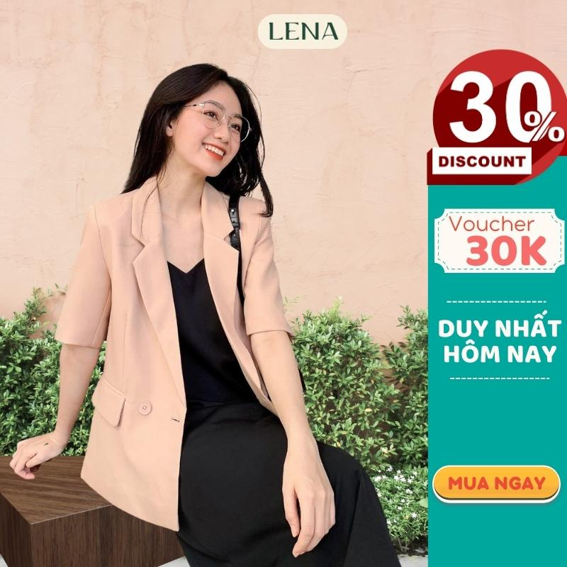 Áo Blazer nữ dáng vest tay lỡ 2 lớp LENA có đệm vai phối váy 2 dây dáng dài trẻ trung thanh lịch GMA027