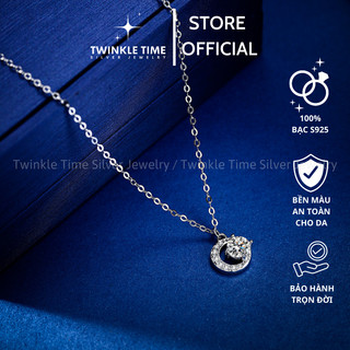 Dây chuyền nữ cao cấp chính hiệu Twinkle Time hình mặt trăng chất liệu bạc S925 đính đá cao cấp TT006