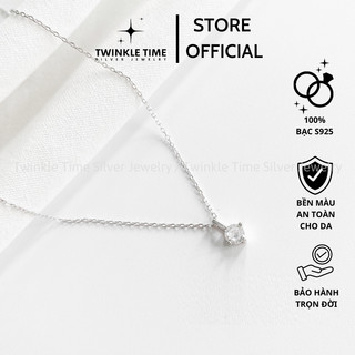 Dây chuyền nữ bạc S925 chính hãng Twinkle Time cao cấp, vòng cổ bạc đính 1 viên đá Elisie Necklace TT005