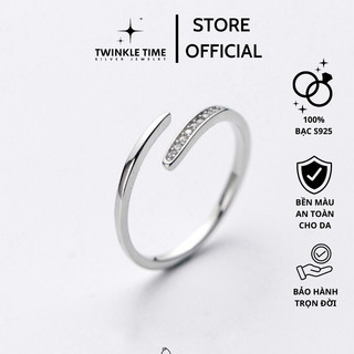 Nhẫn nữ hở có dải đá freesize cao cấp chính hãng Twinkle Time bạc S925 phong cách Hàn Quốc thu hút mọi ánh nhìn TT008