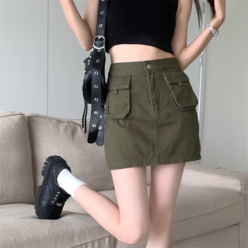 Chân váy kaki túi hộp lưng cao dáng ôm phong cách Hàn Quốc CV04