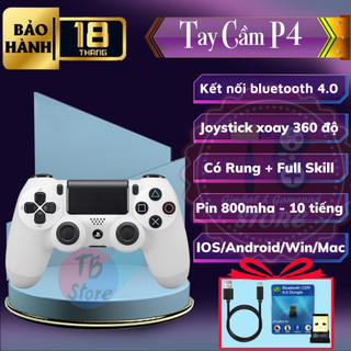 Tay Cầm FO4 Không Dây - Bluetooh chơi game điện thoại - máy tính - laptop, Tay P4 Rung Siêu Mạnh
