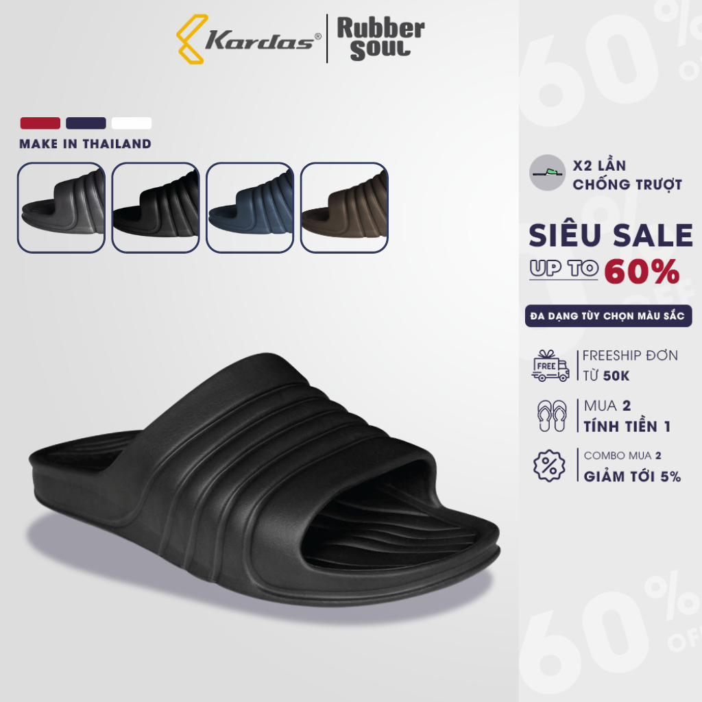 Dép Thái Lan nam đúc quai ngang cao su siêu mềm, siêu nhẹ RUBBER SOUL - FLEX