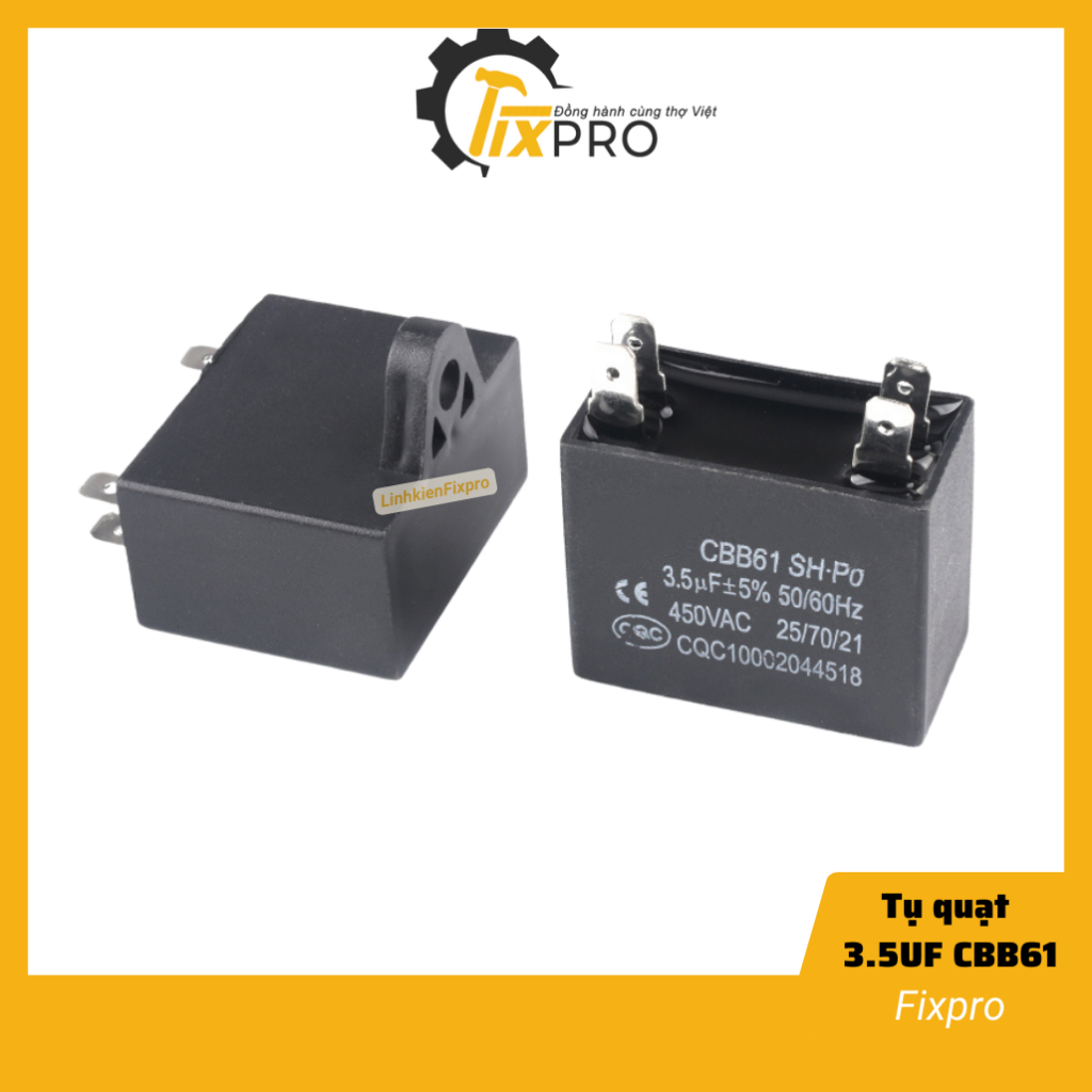 Tụ quạt CBB61 1uF - 10uF 450VAC  4 chân cắm jack chính hãng SENJU